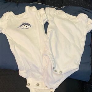 Carter's White Short-Sleeve Baby One-Piece Bodysuits with Navy Dino Embroidery